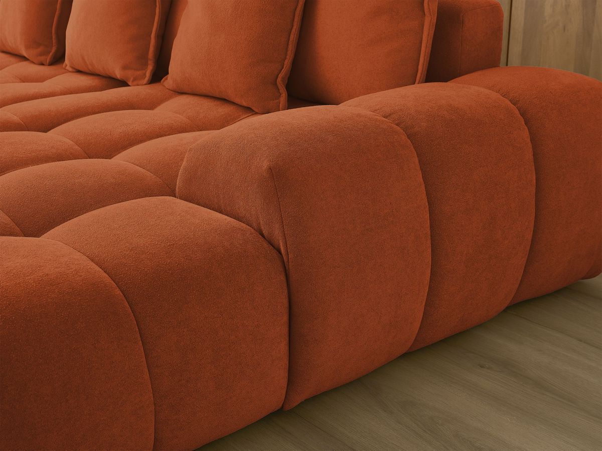 Canapé panoramique convertible coffre EVEREST tissu texturé avec pouf