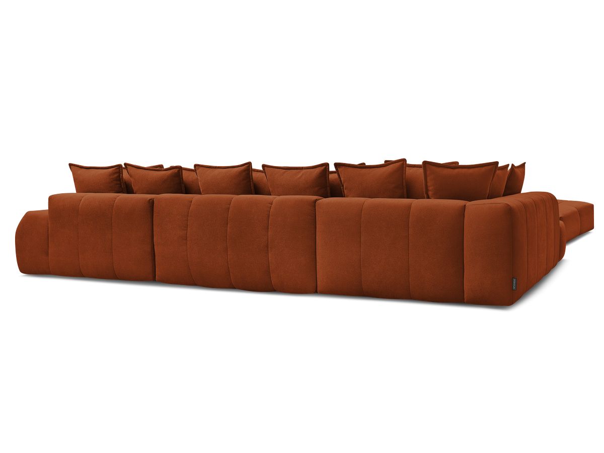 Canapé panoramique convertible coffre EVEREST tissu texturé avec pouf