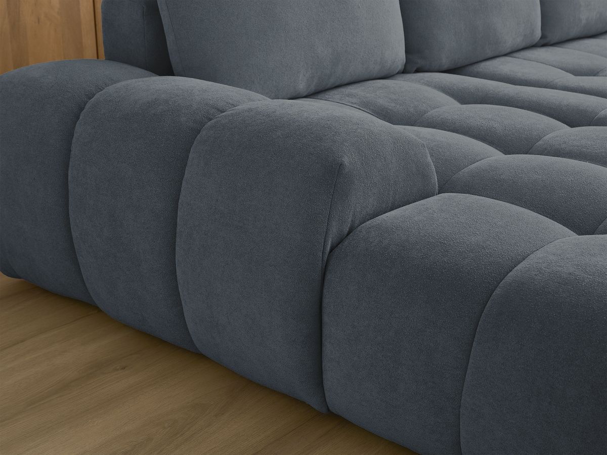 Canapé panoramique convertible coffre EVEREST tissu texturé avec pouf