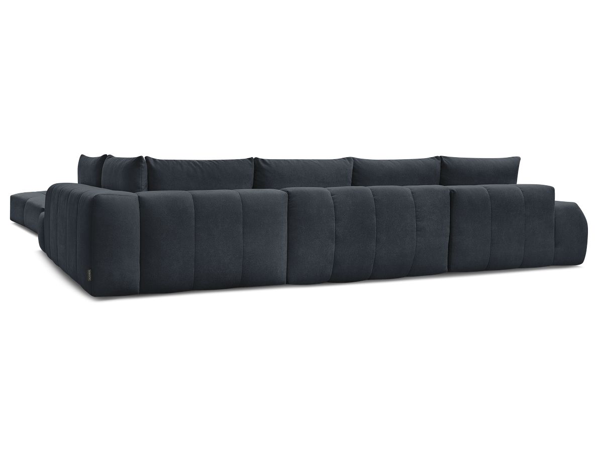 Canapé panoramique convertible coffre EVEREST tissu texturé avec pouf