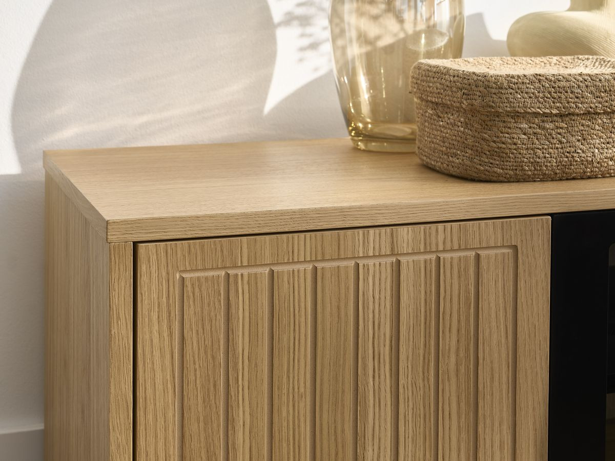 THEMYS 4-deurs tv-meubel 160 cm massief eiken fineer
