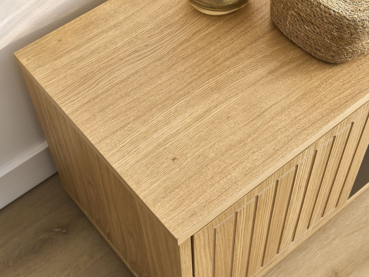THEMYS 4-deurs tv-meubel 160 cm massief eiken fineer