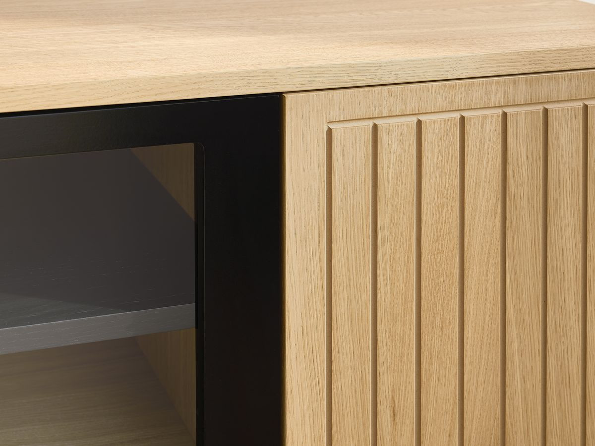 THEMYS 4-deurs tv-meubel 160 cm massief eiken fineer