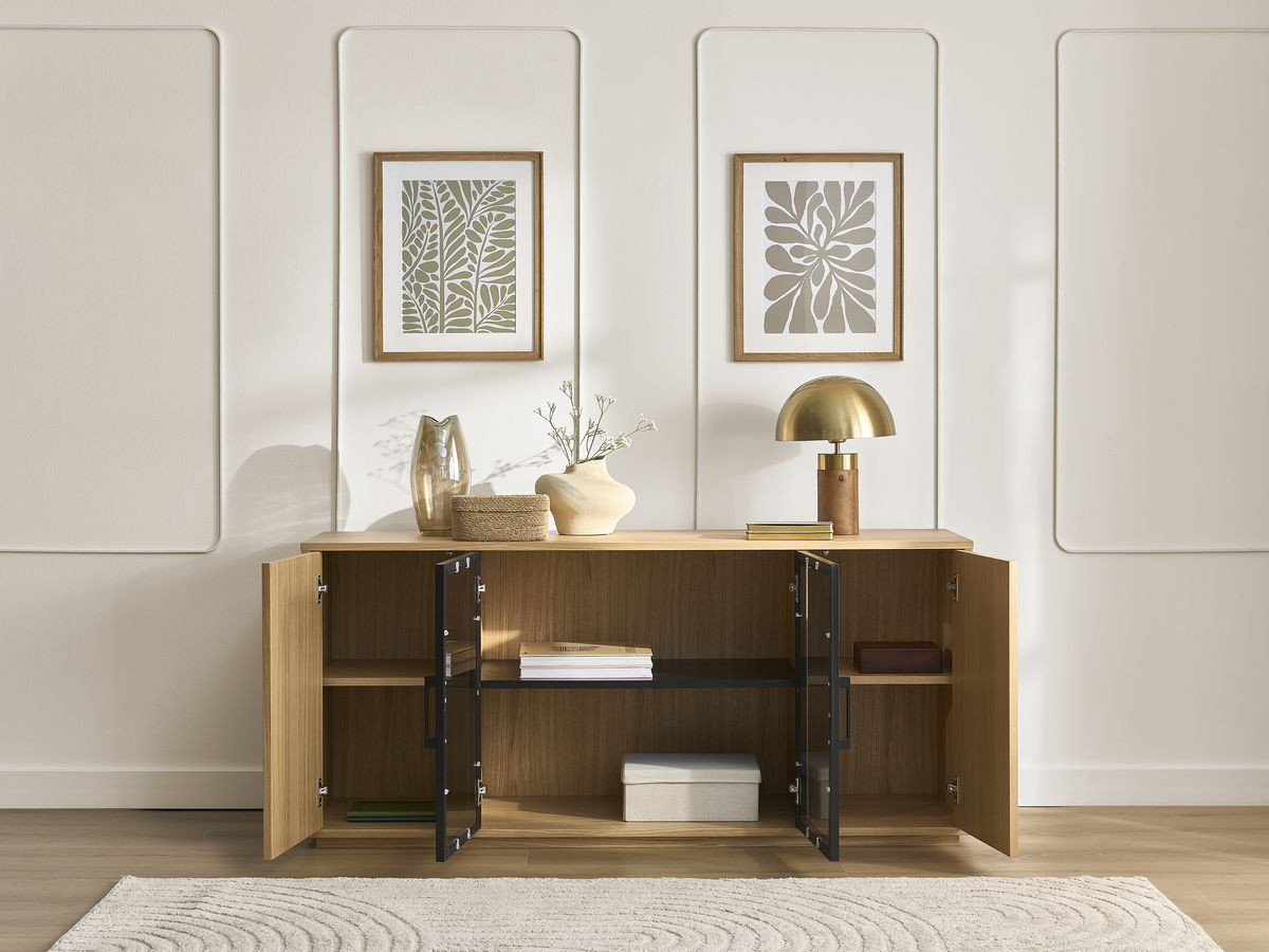 Buffet 4 portes 160 cm THEMYS placage chêne massif — vue 6