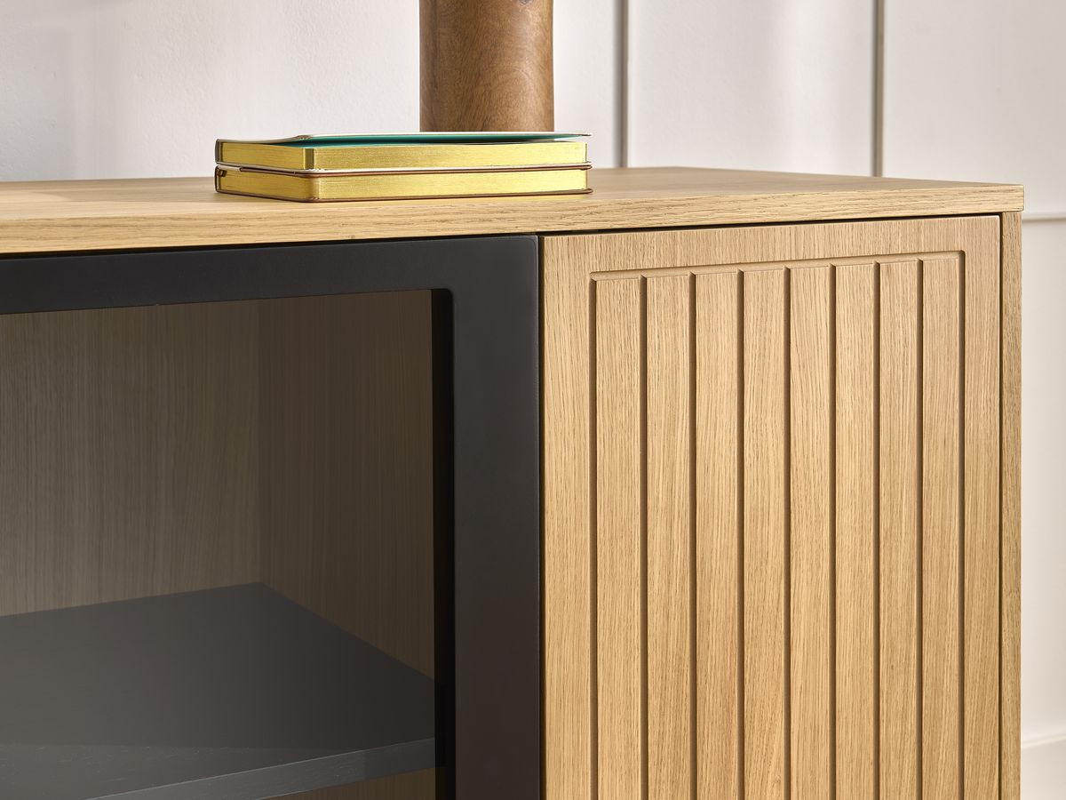 THEMYS set met 160 cm dressoir + 160 cm tv-meubel in massief eiken fineer