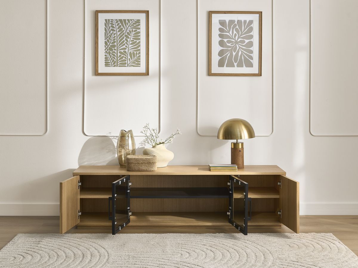 THEMYS set met 160 cm dressoir + 160 cm tv-meubel in massief eiken fineer