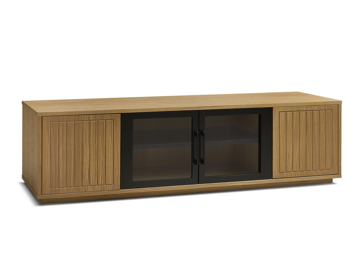 Meuble TV 4 portes 160 cm THEMYS placage chêne massif — vue 3