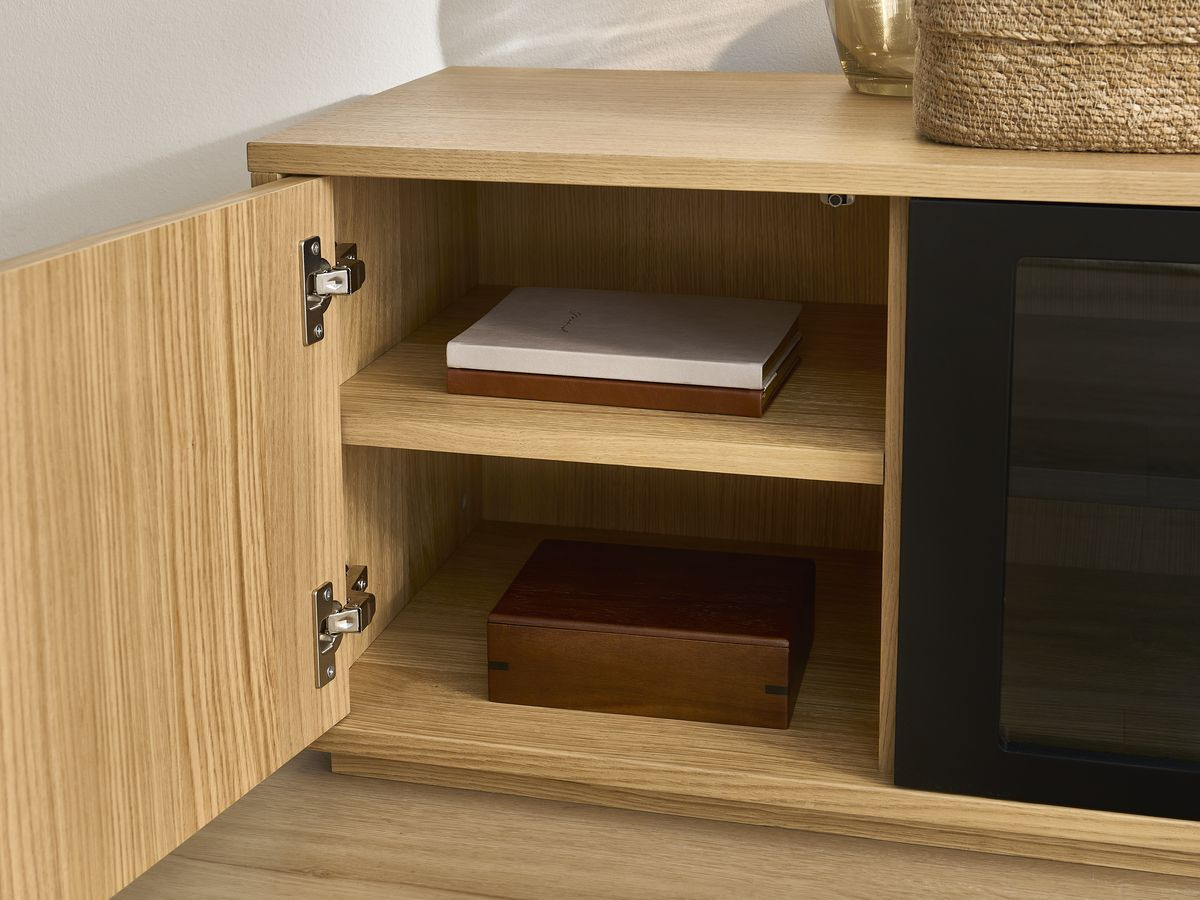 THEMYS set met 160 cm TV-meubel + 100 cm salontafel in massief eiken fineer