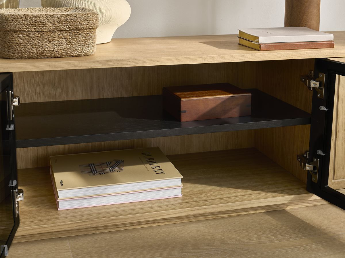 THEMYS set met 160 cm TV-meubel + 100 cm salontafel in massief eiken fineer