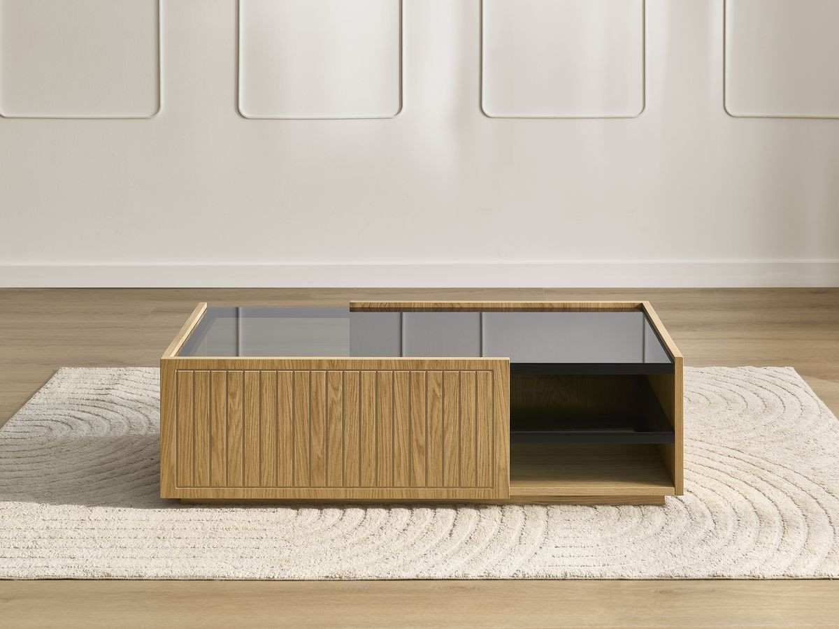 THEMYS set met 160 cm TV-meubel + 100 cm salontafel in massief eiken fineer