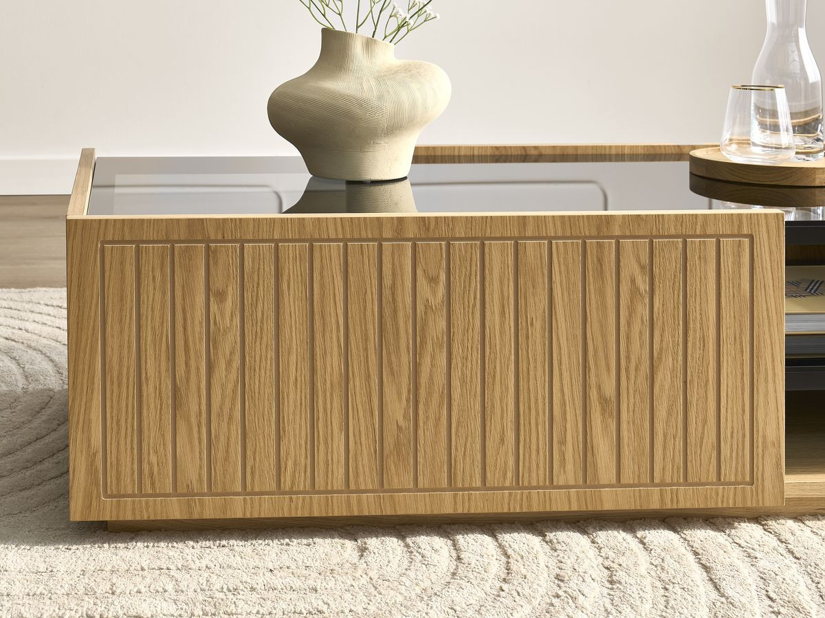 THEMYS set met 160 cm TV-meubel + 100 cm salontafel in massief eiken fineer