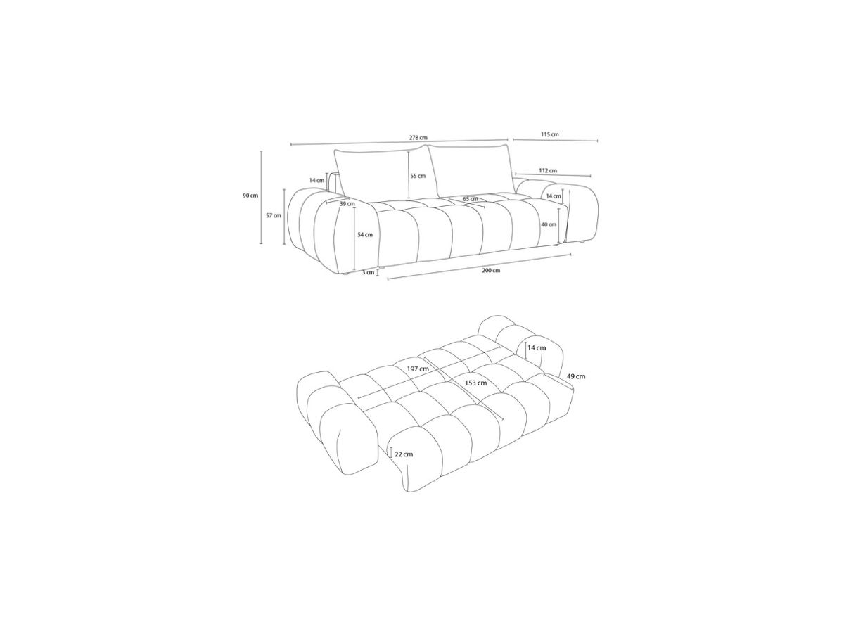 Canapé d'angle fixe EVEREST tissu chiné - Orange - Angle droit - 10 coussins