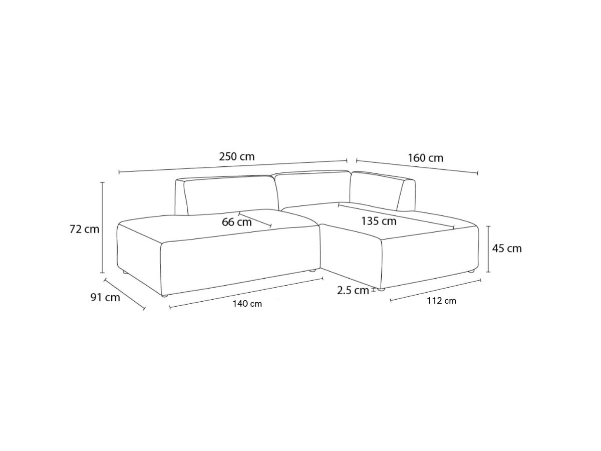 Canapé d'angle fixe EVEREST tissu chiné - Orange - Angle droit - 10 coussins