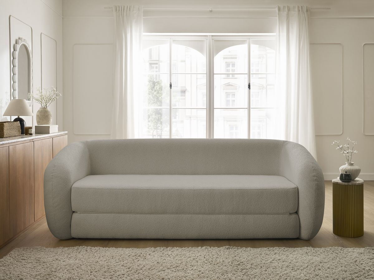 Canapé droit convertible déplimousse NEYO bouclette taupe — vue 5