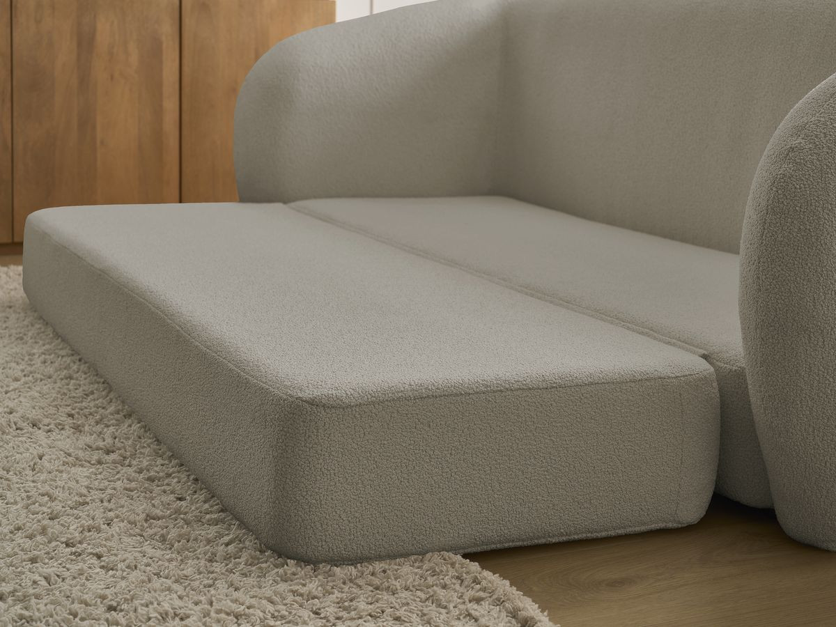 Canapé droit convertible déplimousse NEYO tissu bouclette