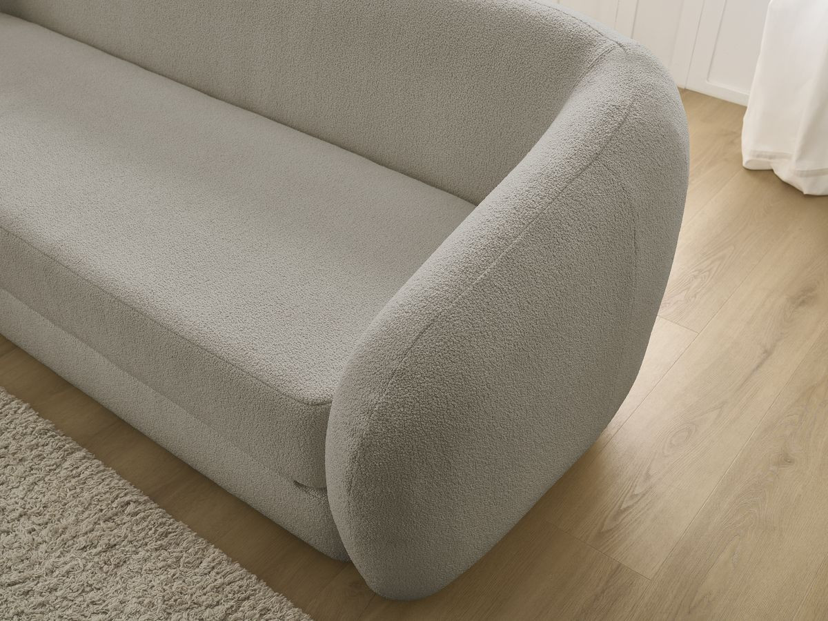 Canapé droit convertible déplimousse NEYO tissu bouclette
