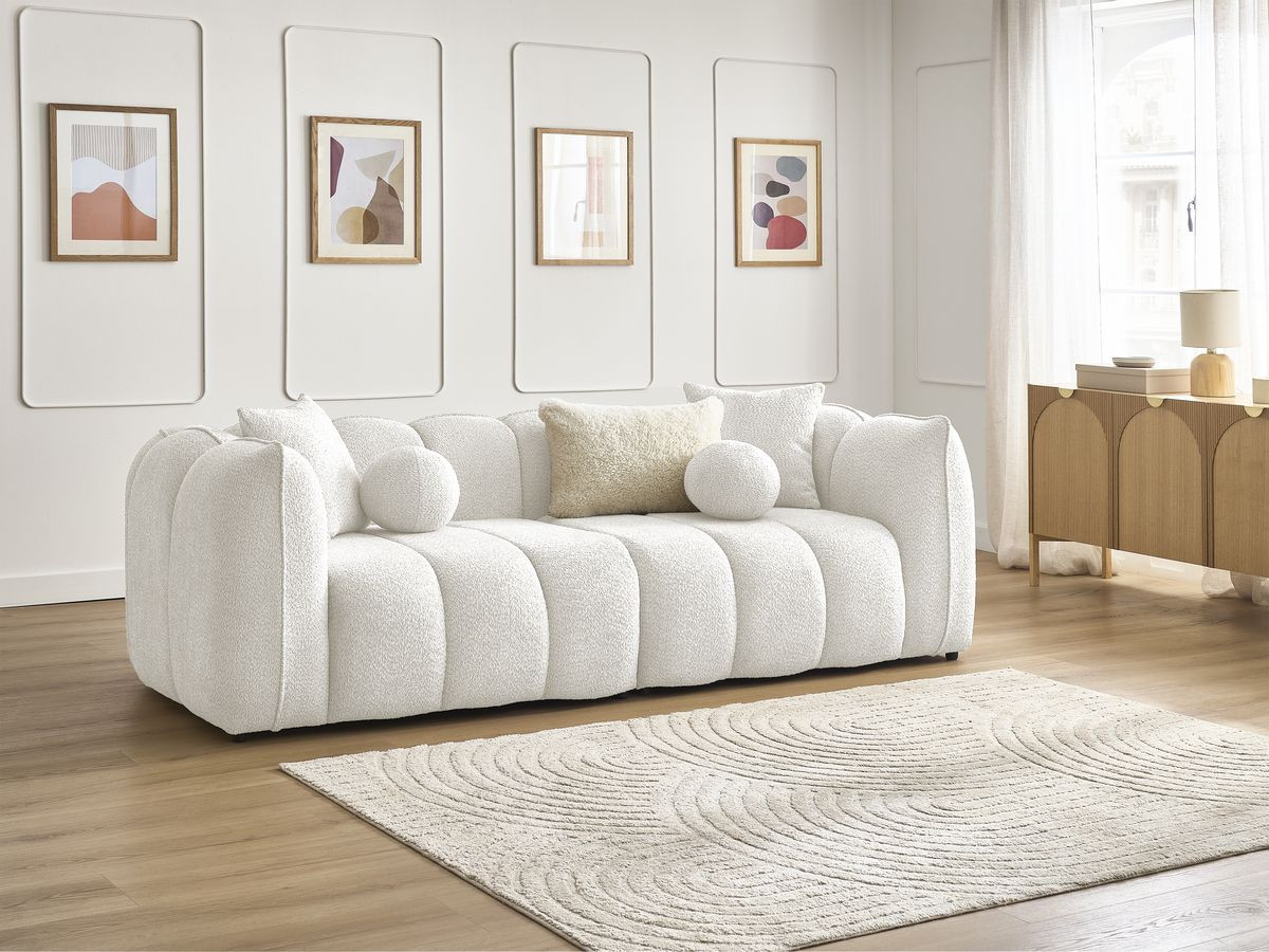 Canapé droit 3 places DENVER blanc