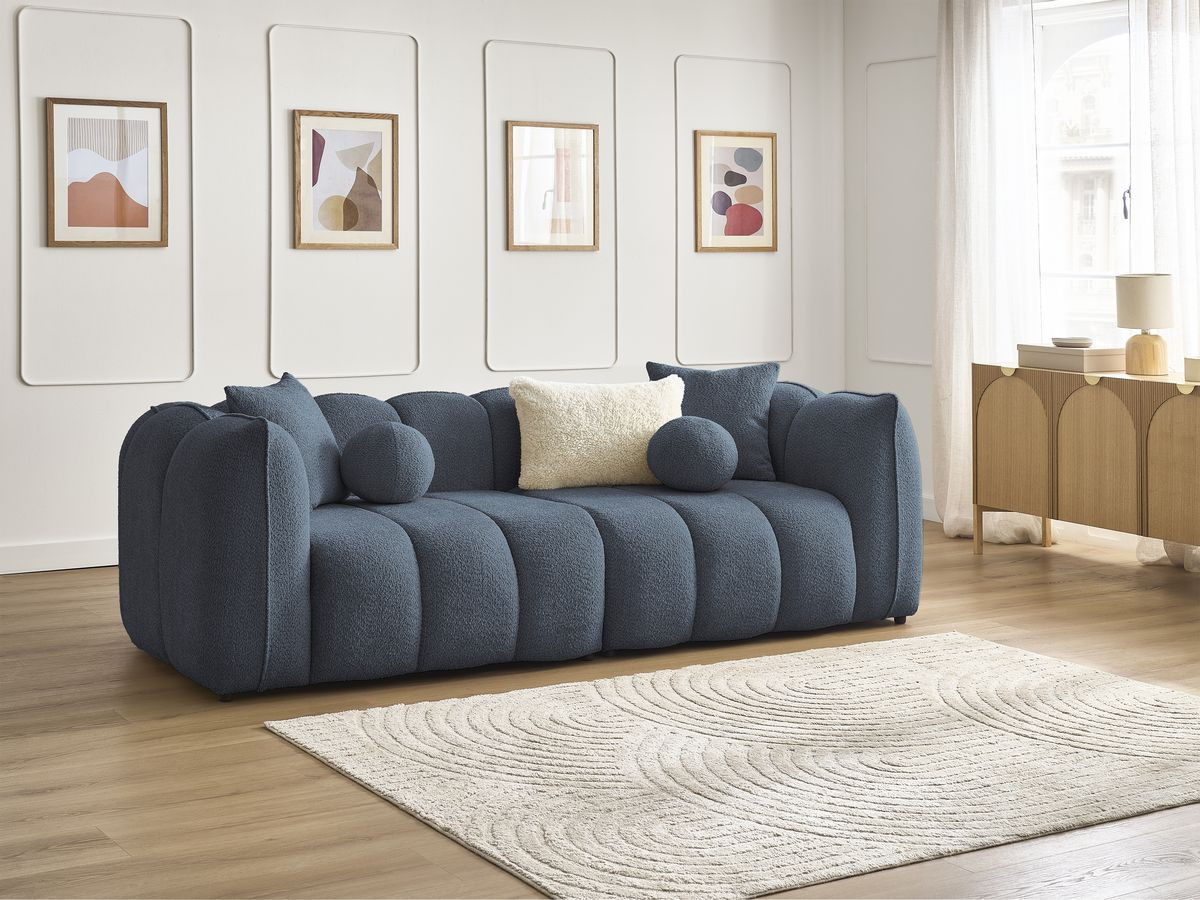 Canapé droit 3 places DENVER bleu foncé