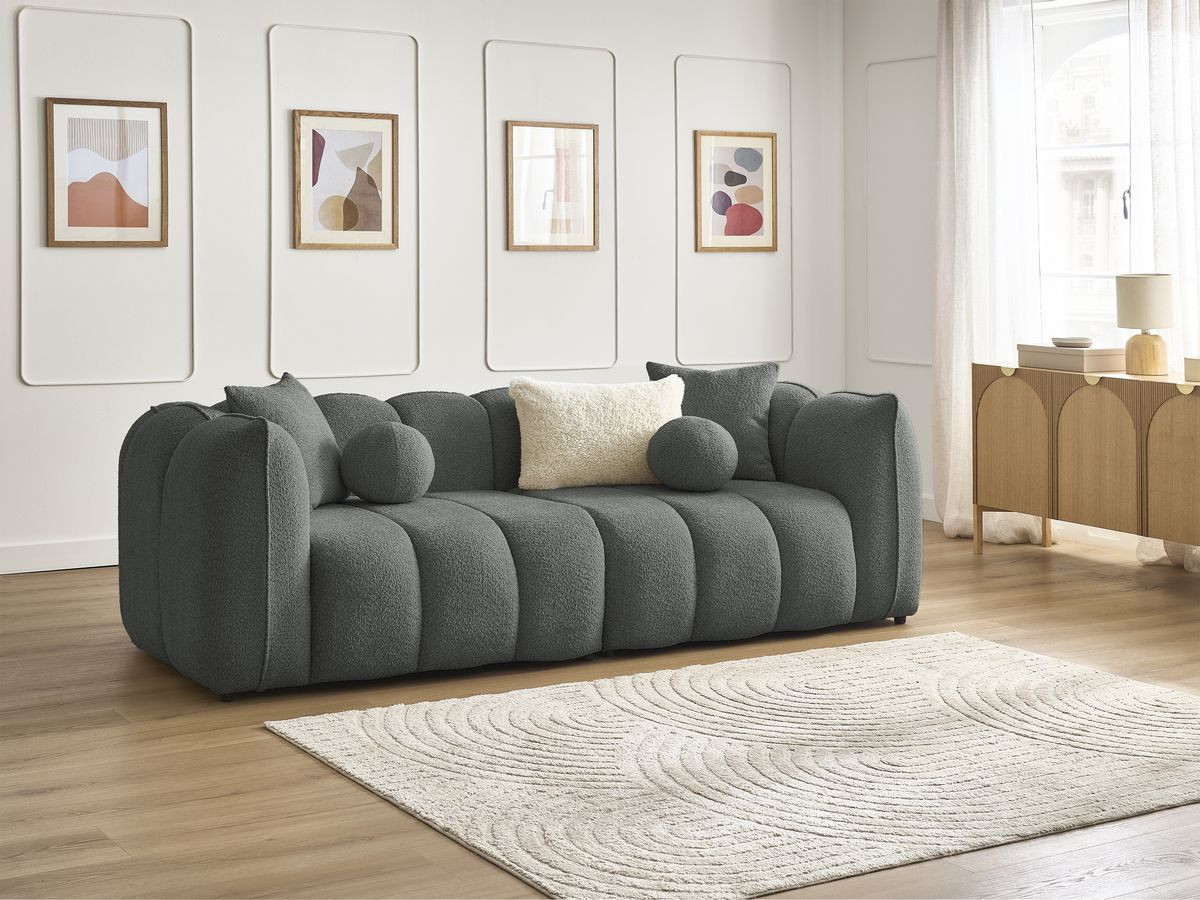 Canapé droit 3 places DENVER gris foncé