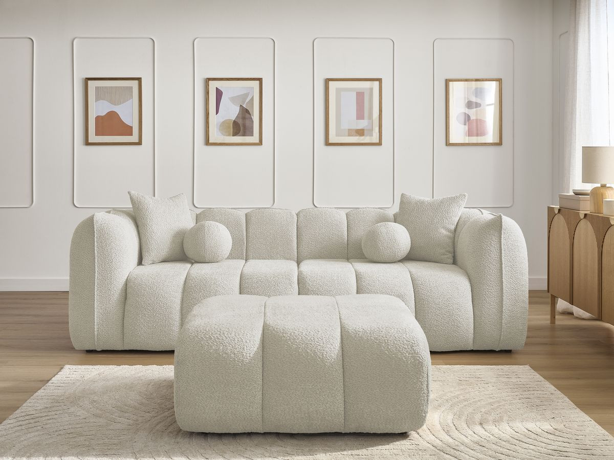 Canapé droit 3 places DENVER avec pouf beige — vue 5