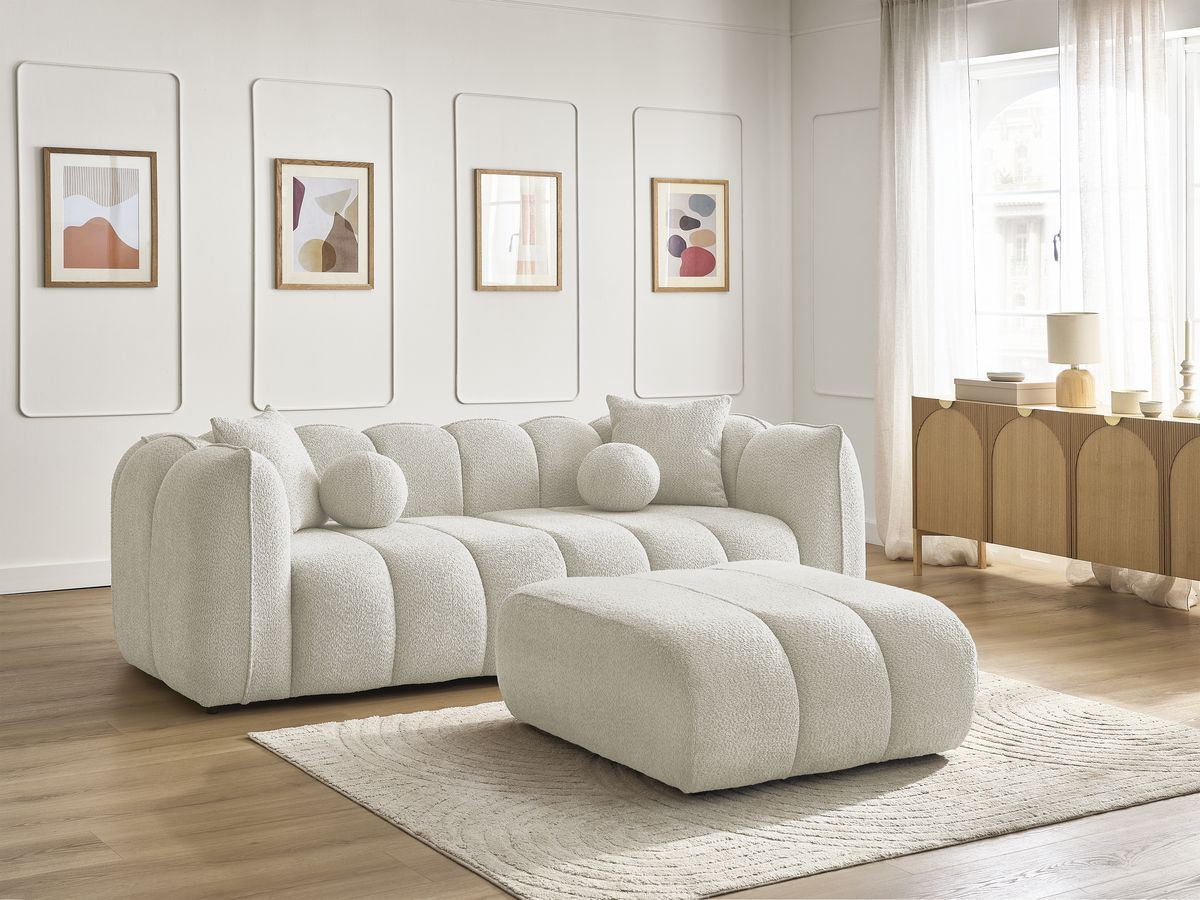Canapé droit 3 places DENVER avec pouf beige — vue 6