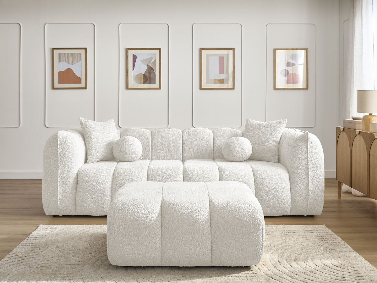 Canapé droit 3 places DENVER avec pouf blanc — vue 5