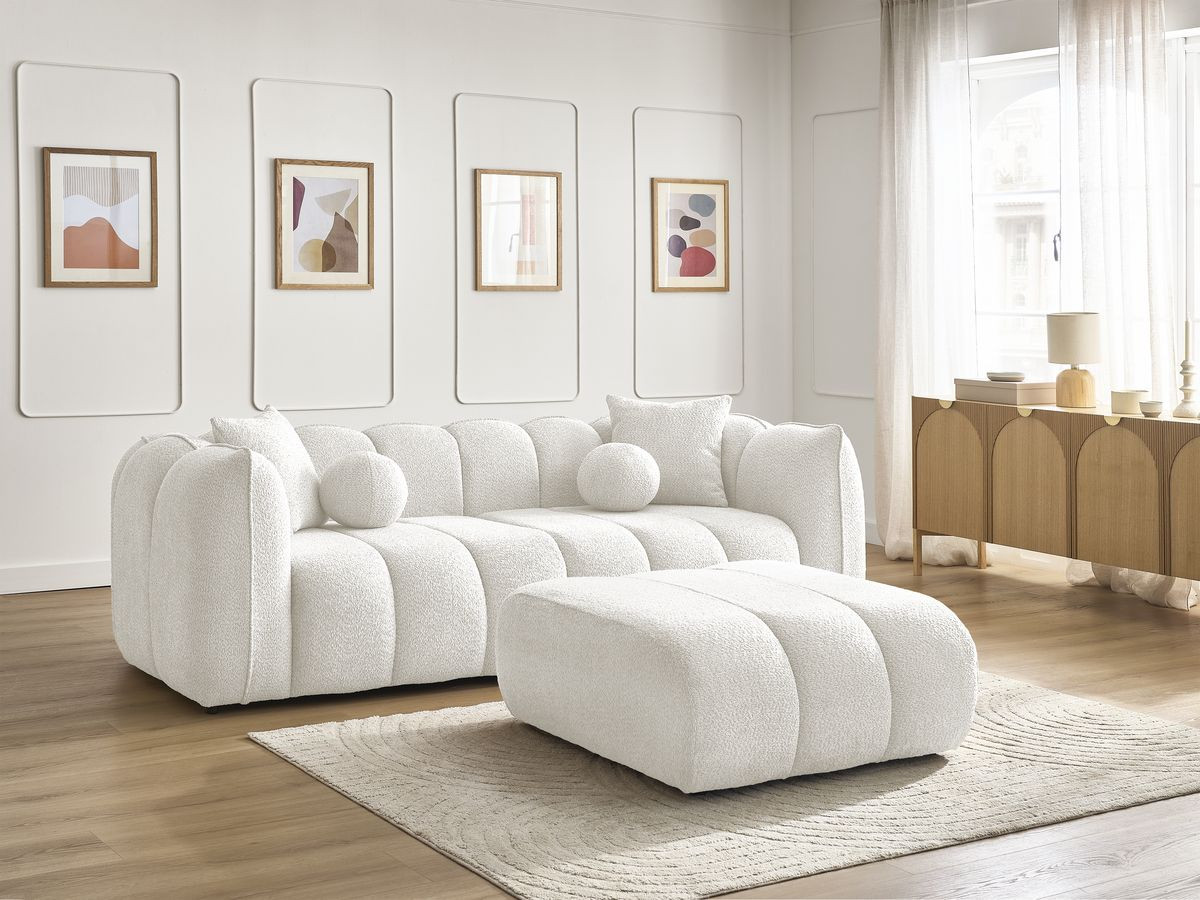 Canapé droit 3 places DENVER avec pouf blanc — vue 6