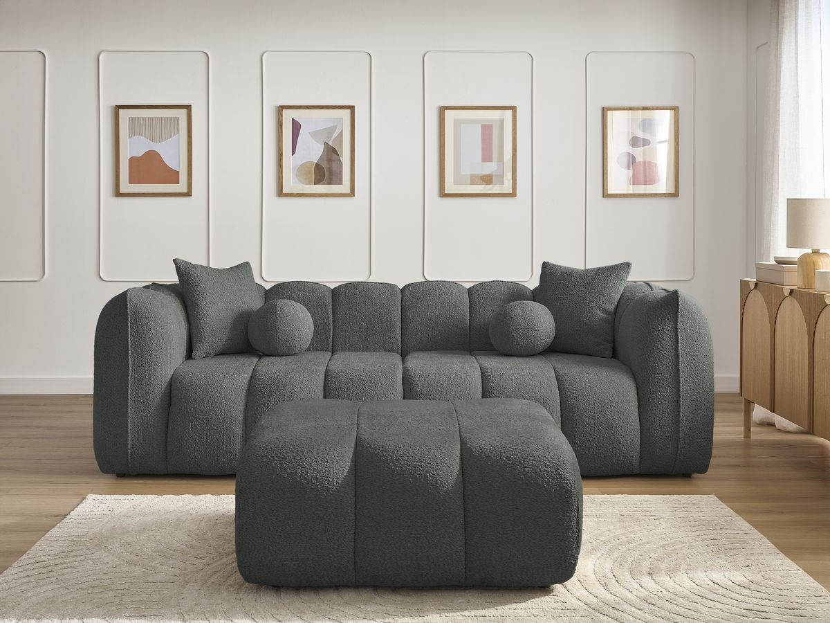 Canapé droit 3 places DENVER avec pouf gris foncé — vue 5