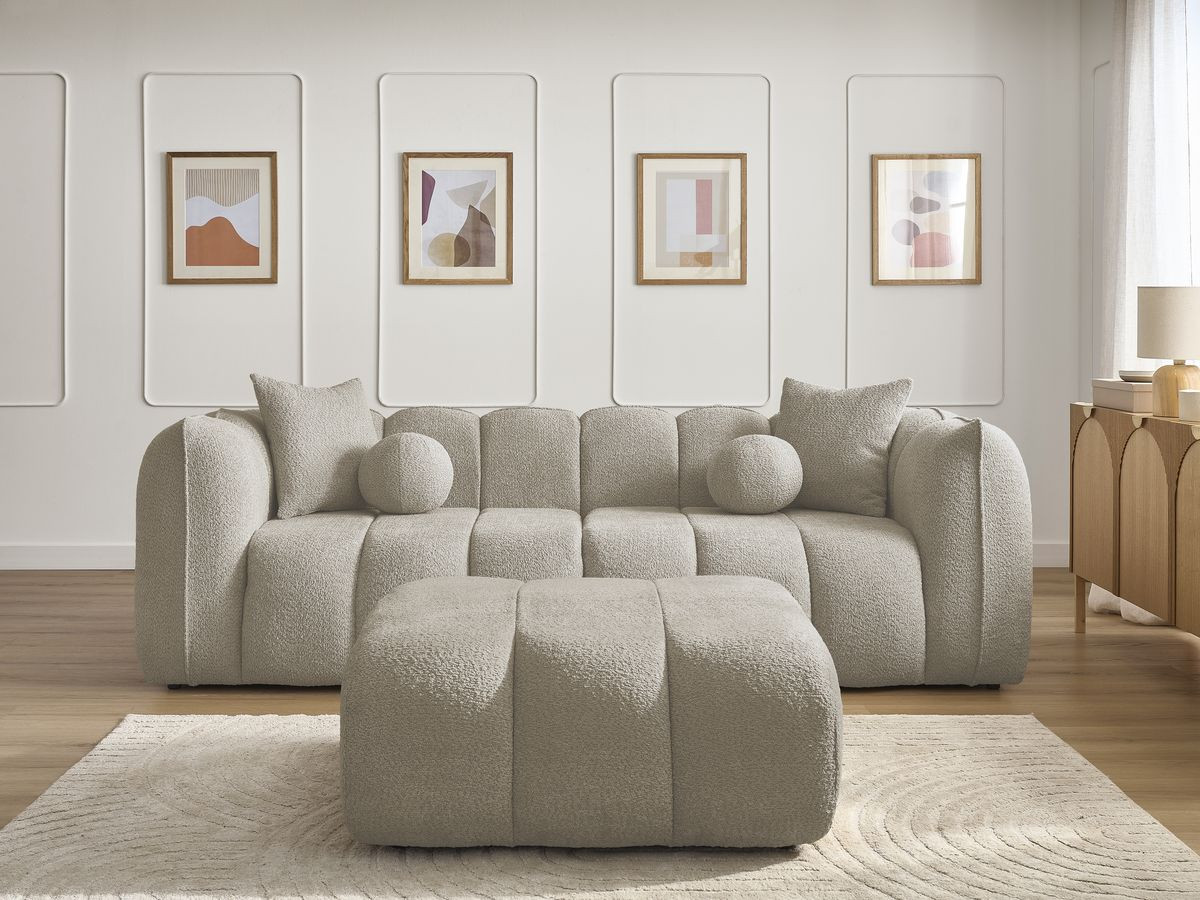 Canapé droit 3 places DENVER avec pouf taupe — vue 5