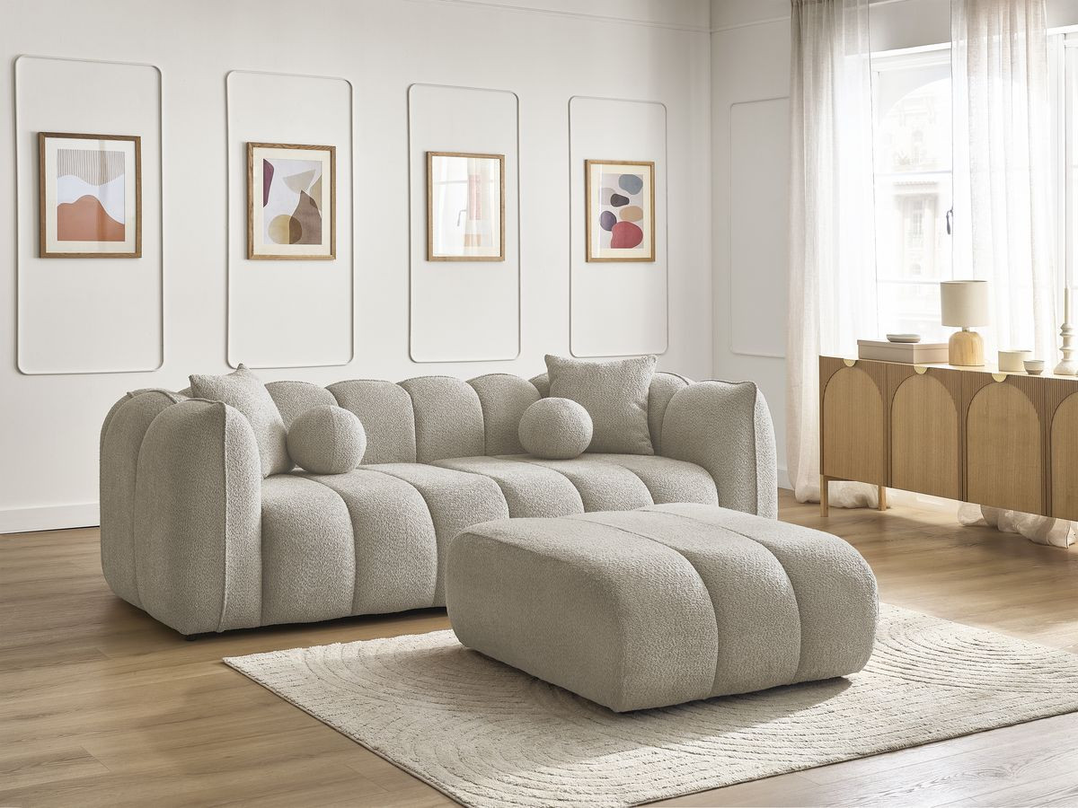 Canapé droit 3 places DENVER avec pouf taupe — vue 6