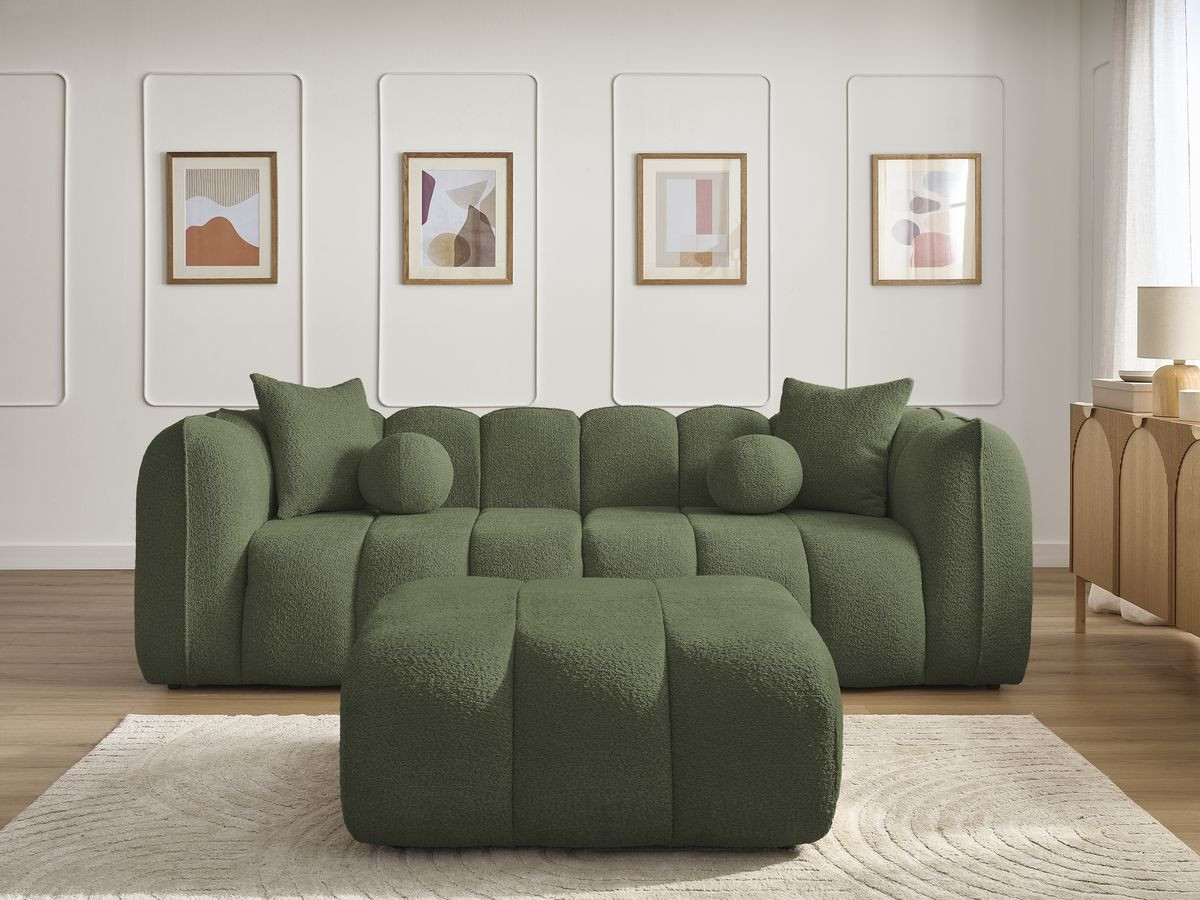 Canapé droit 3 places DENVER avec pouf vert — vue 5