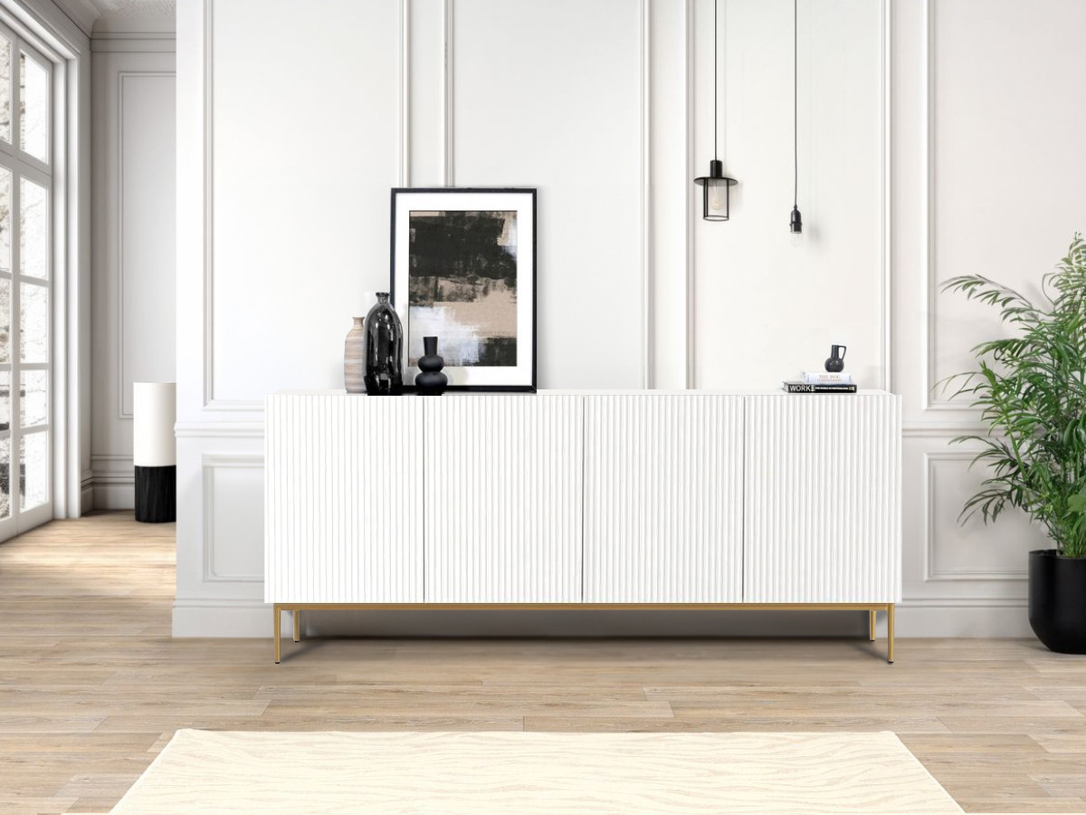 Buffet 4 portes 200 cm KASHA Pieds or