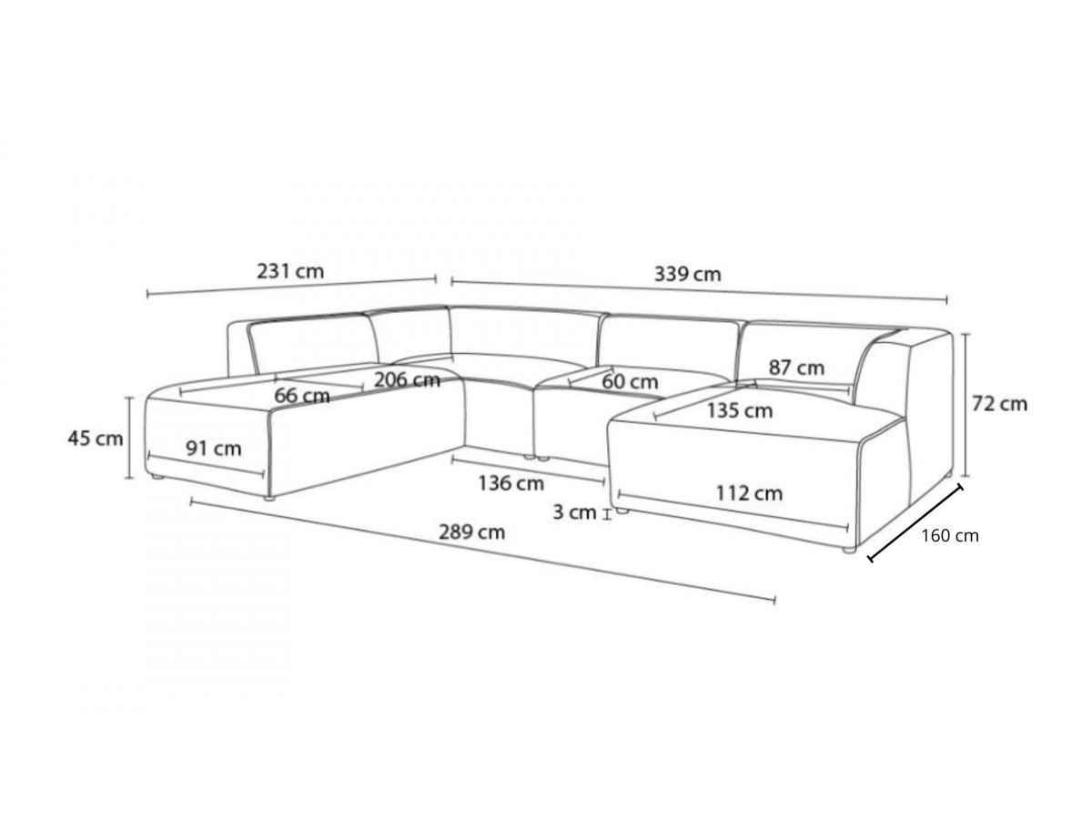 Canapé d'angle fixe EVEREST tissu chiné - Orange - Angle droit - 10 coussins
