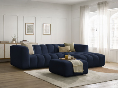 Canapé d'angle fixe TALIA tissu chiné avec pouf