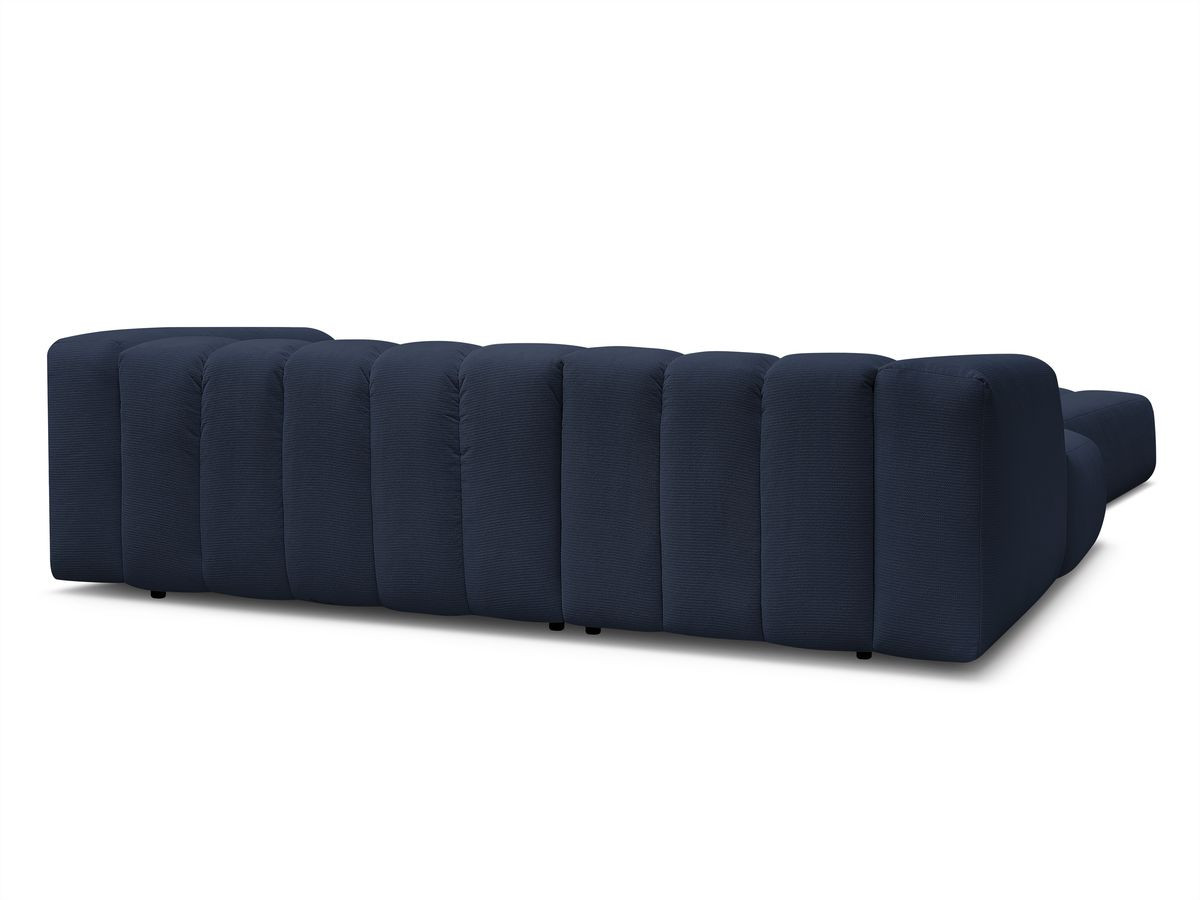 Canapé d'angle fixe TALIA tissu chiné avec pouf