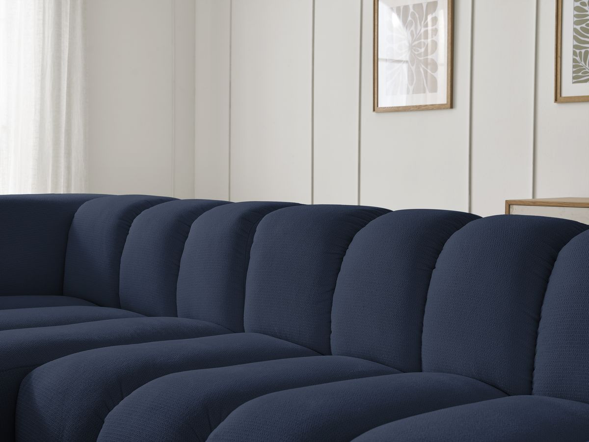 Canapé d'angle fixe TALIA tissu chiné avec pouf