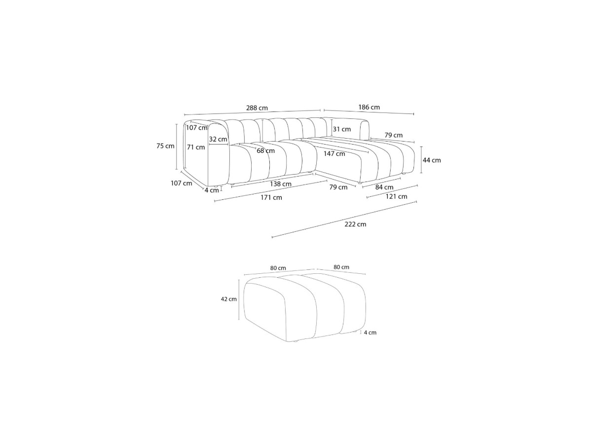 Canapé d'angle fixe EVEREST tissu chiné - Orange - Angle droit - 10 coussins