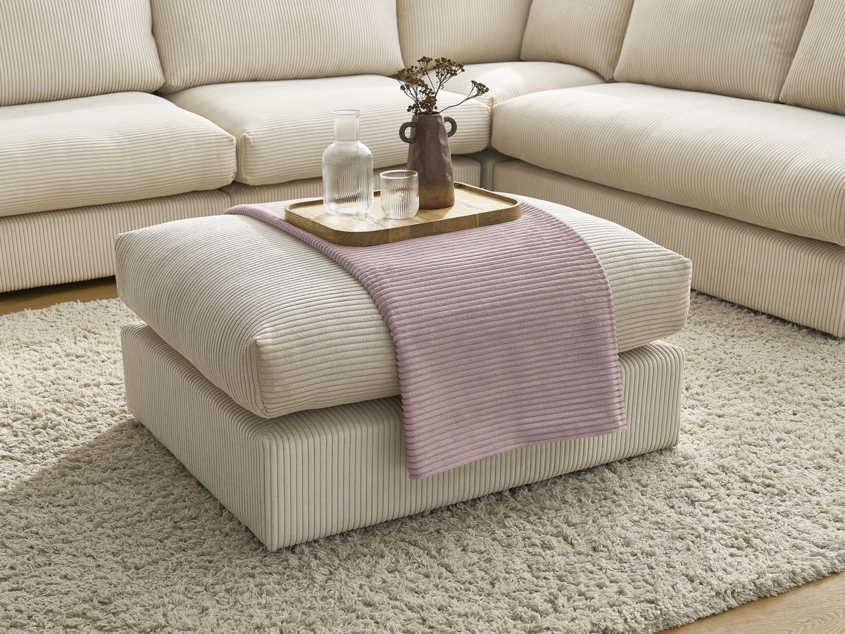 Ensemble STOCKHOLM avec plaid 140 x 180 cm + 2 coussins bifaces violet — vue 5