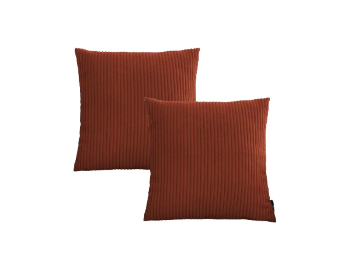 Ensemble STOCKHOLM avec Plaid beige + 2 coussins terracotta bifaces — vue 4