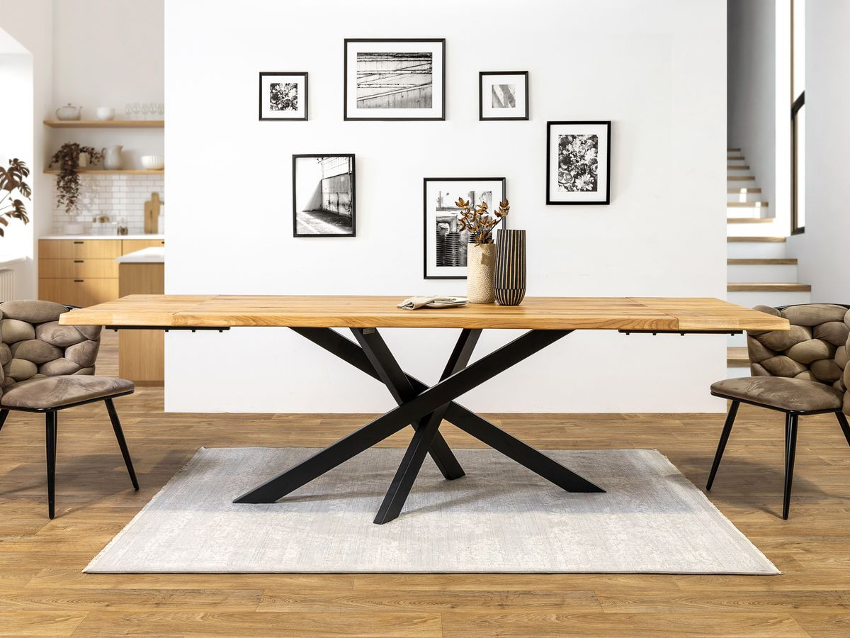 ALIZEE uitschuifbare eettafel in massief eikenhout