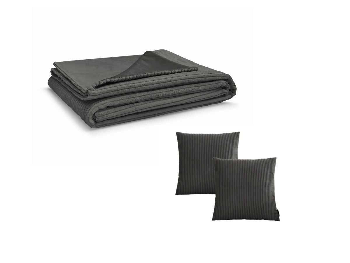 STOCKHOLM set met plaid 140 x 180 cm + 2 omkeerbare kussens