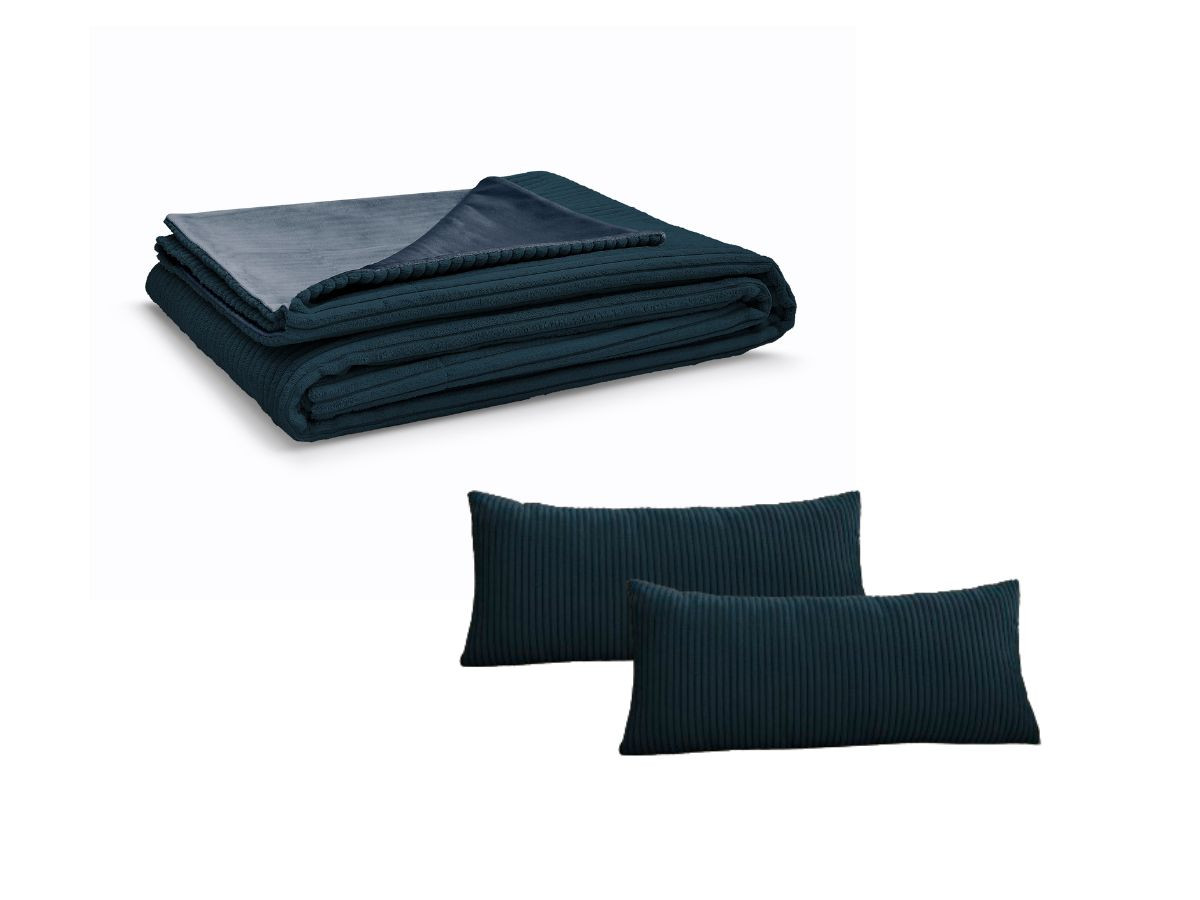 STOCKHOLM set met plaid 140 x 180 cm + 2 omkeerbare kussens