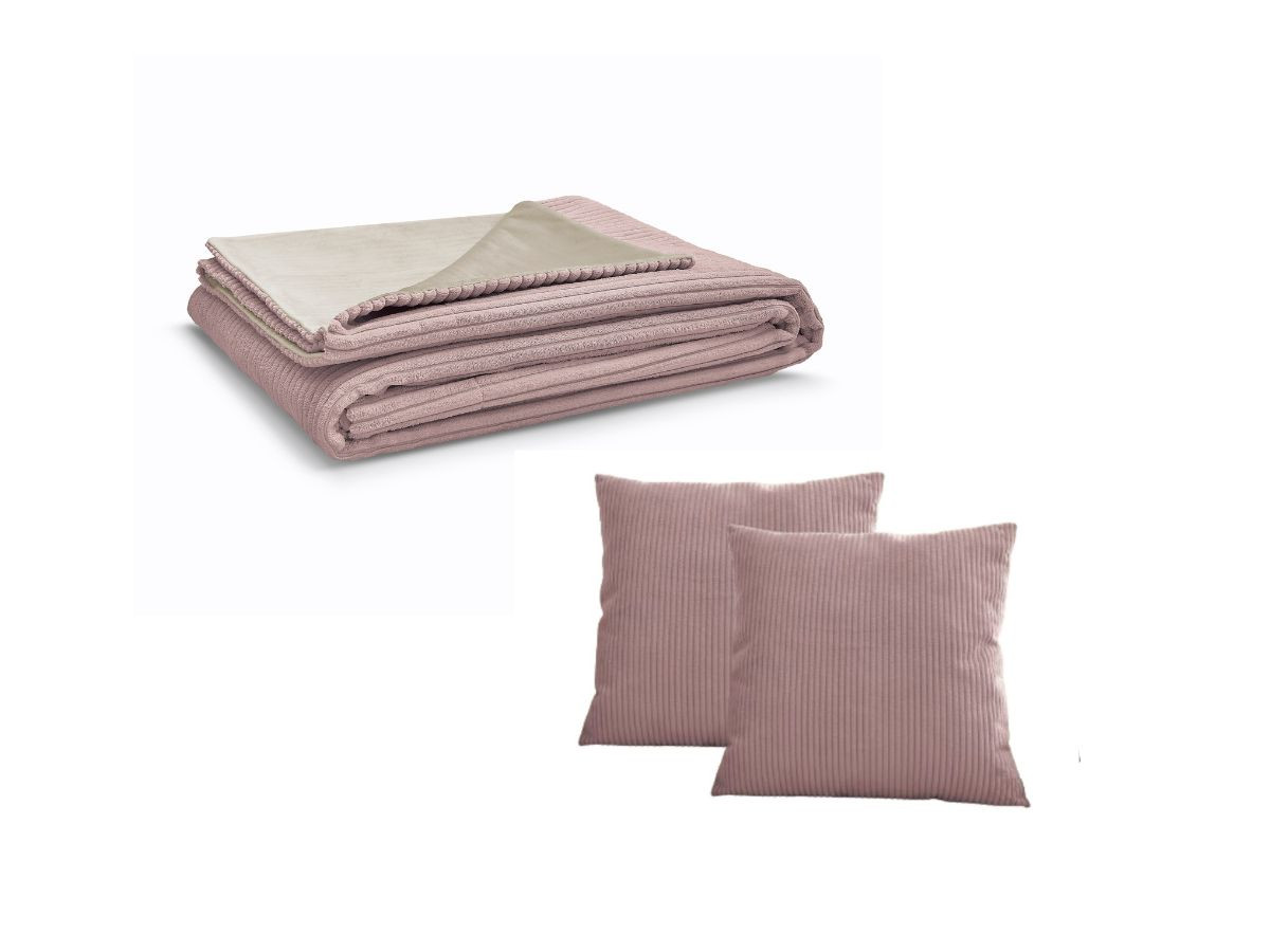 STOCKHOLM set met plaid 140 x 180 cm + 2 omkeerbare kussens