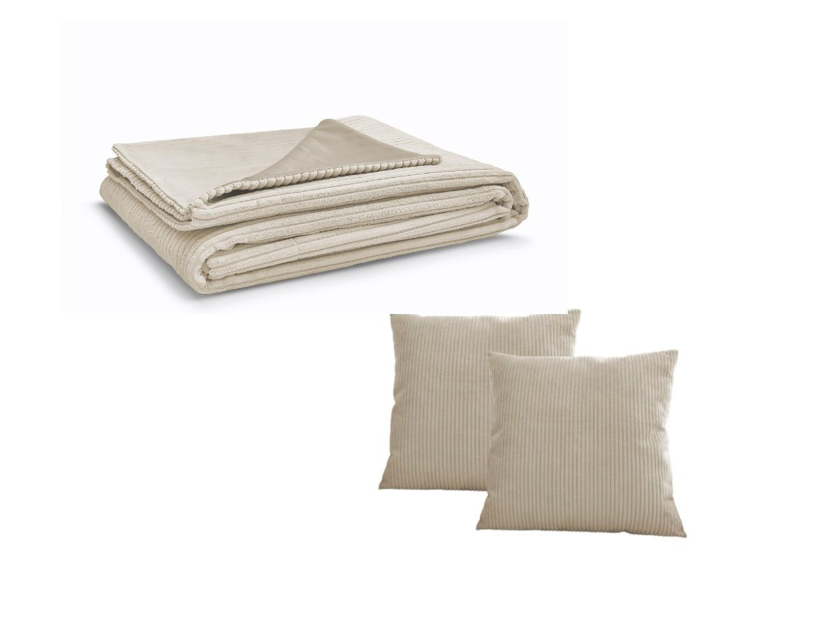 STOCKHOLM set met plaid 140 x 180 cm + 2 omkeerbare kussens