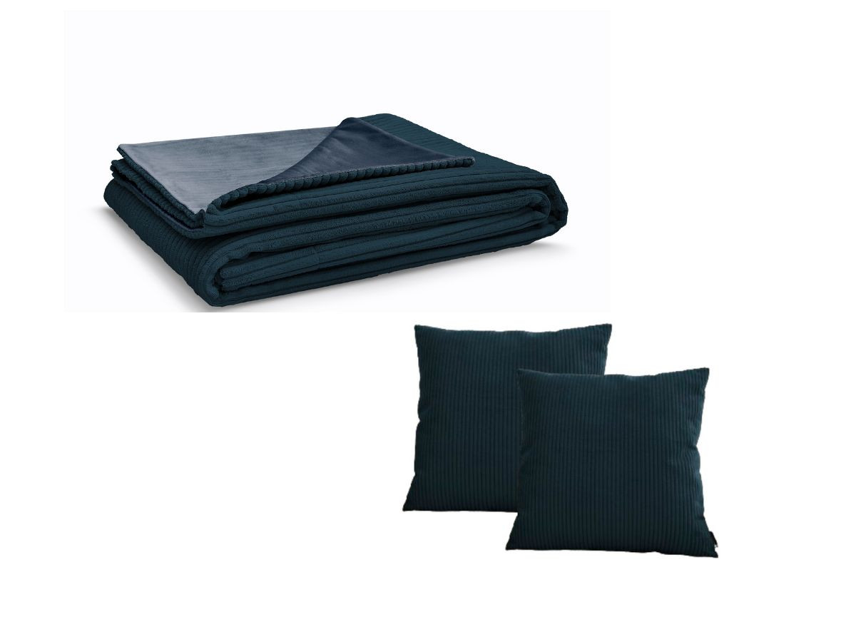 STOCKHOLM set met plaid 140 x 180 cm + 2 omkeerbare kussens