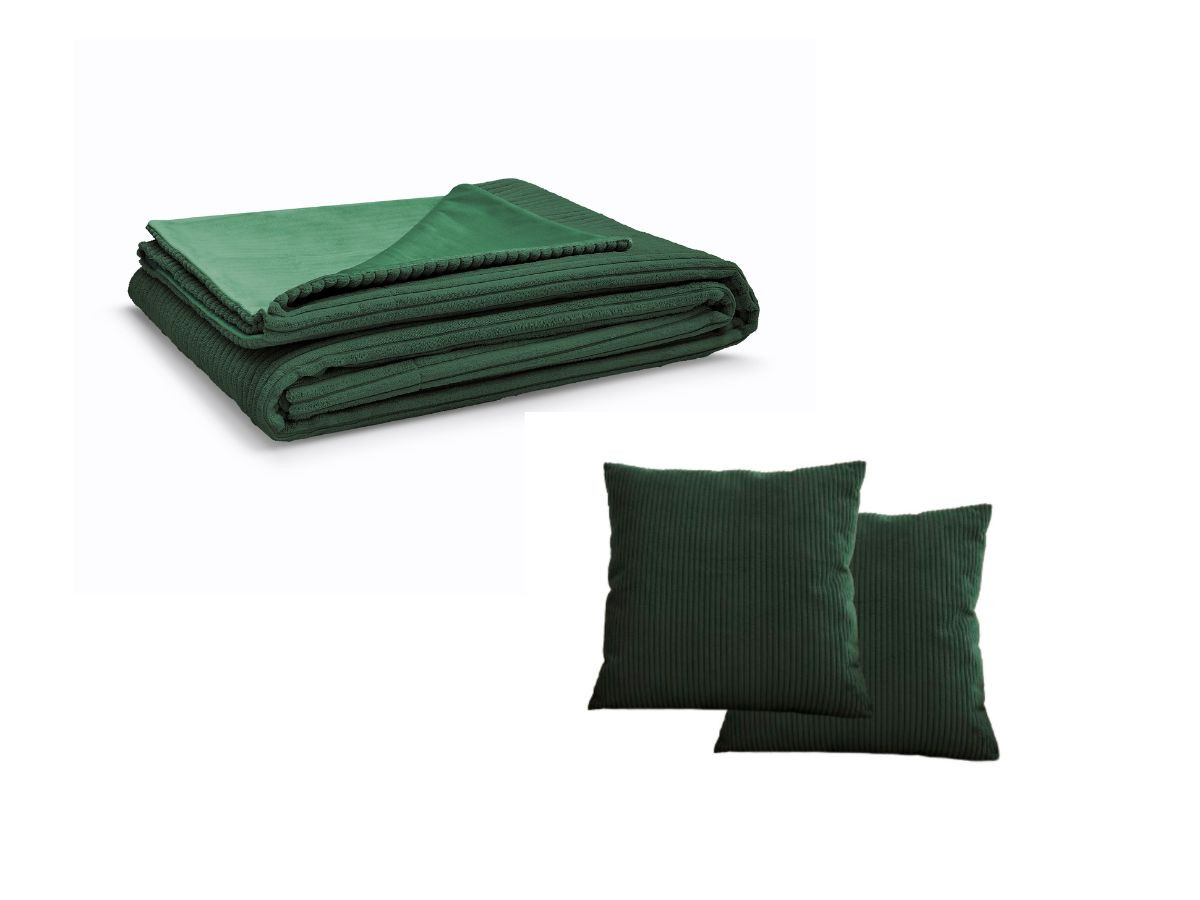 Ensemble STOCKHOLM avec plaid 140 x 180 cm + 2 coussins bifaces