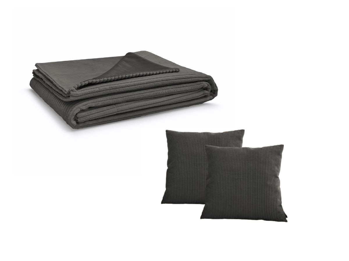 STOCKHOLM set met plaid 140 x 180 cm + 2 omkeerbare kussens