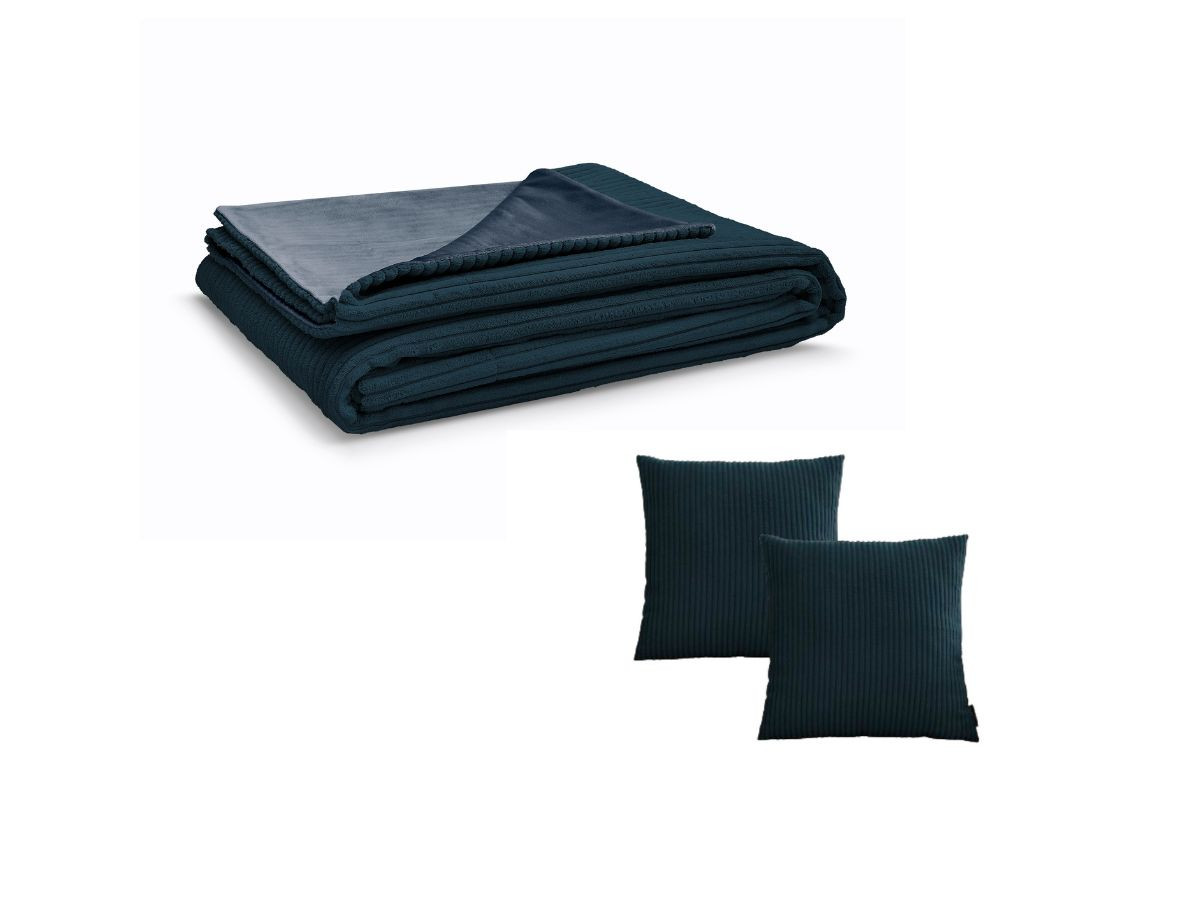 STOCKHOLM set met plaid 140 x 180 cm + 2 omkeerbare kussens