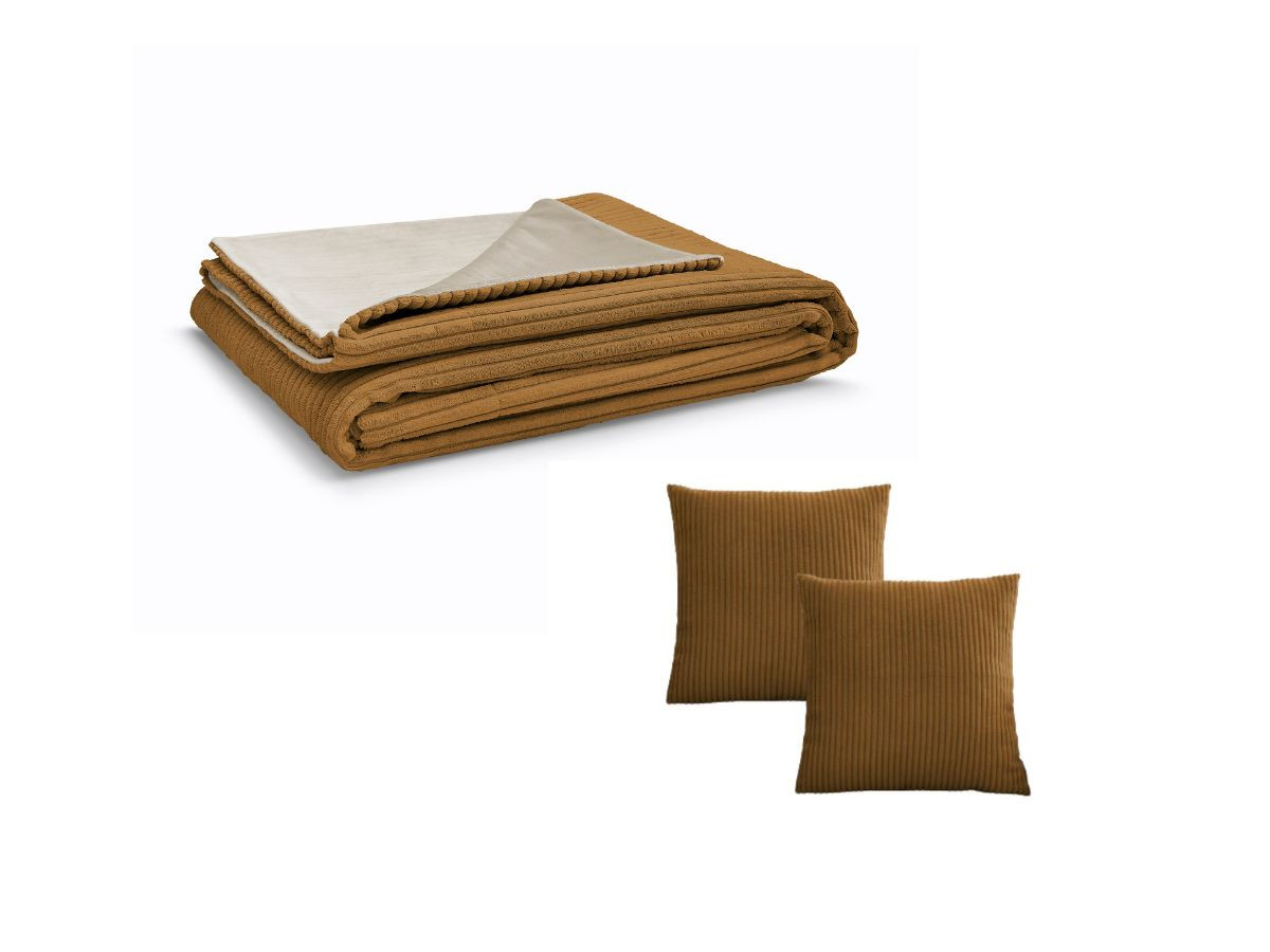 Ensemble STOCKHOLM avec plaid 140 x 180 cm + 2 coussins bifaces