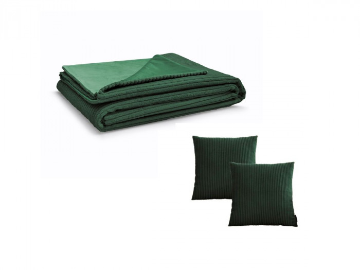 Ensemble STOCKHOLM avec plaid 140 x 180 cm + 2 coussins réversibles
